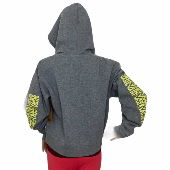 VANS 🔥SALE!🔥 Off The Wall Top Zip Hoodie Women Size XS Grey Yellow VN0A4DRAGRH - Picture 4 of 8